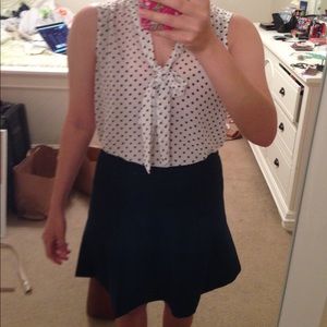 LOFT sheer polka dot tie sleeveless blouse
